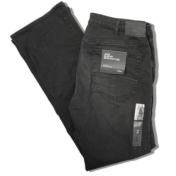 Silver Jeans Co Men's JACE Slim Bootcut Denim Stretch Black Causal 36x34 - Picture 5 of 13